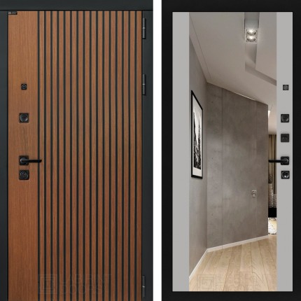 Входная дверь STORM с Зеркалом Максимум - Грей софт