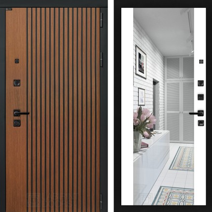 Входная дверь STORM с Зеркалом Максимум - Белый софт