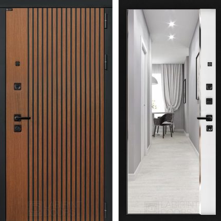 Входная дверь STORM с зеркалом Панорама - Белый софт