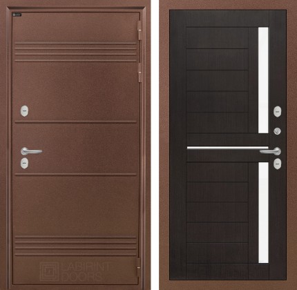 Входная дверь Термо Лайт 02 - Венге, стекло белое