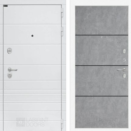 Входная дверь Трендо 25 - Бетон светлый, черный молдинг