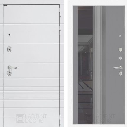 Входная дверь Трендо с Зеркалом 32 тонированным - Серый рельеф софт