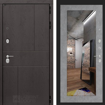 Входная дверь URBAN с Зеркалом 18 - Бетон светлый