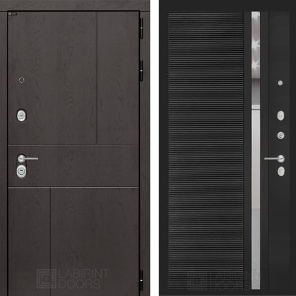 Входная дверь URBAN 31 - Черный кварц, зеркальная вставка с тонировкой