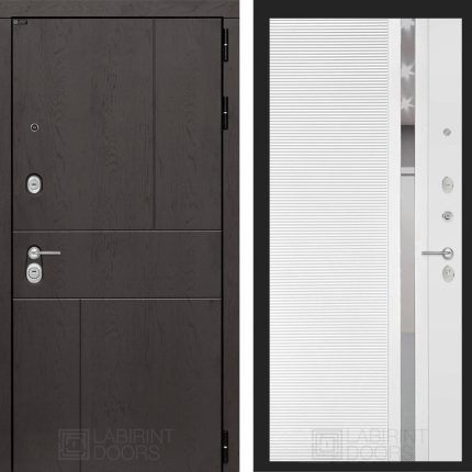 Входная дверь URBAN 31 - Белый софт, зеркальная вставка с тонировкой