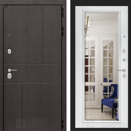 Входная дверь URBAN с Зеркалом Фацет - Белый софт