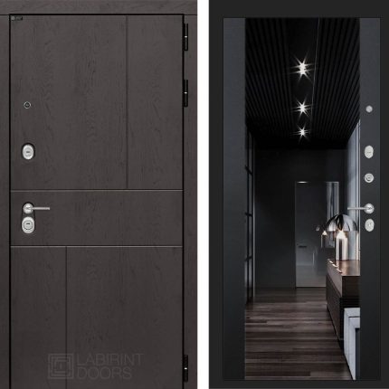 Входная дверь URBAN с тонированным зеркалом Максимум - Черный кварц