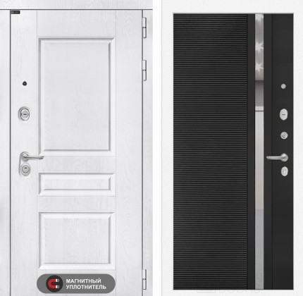 Входная дверь VERSAL 31 - Черный кварц, зеркальная вставка с тонировкой