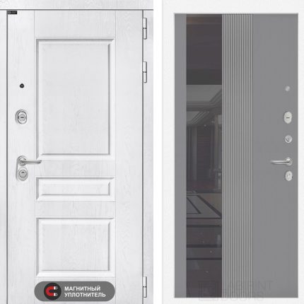 Входная дверь VERSAL с Зеркалом 32 тонированным - Серый рельеф софт