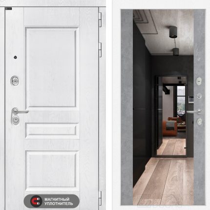 Входная дверь VERSAL с Зеркалом Максимум - Бетон светлый