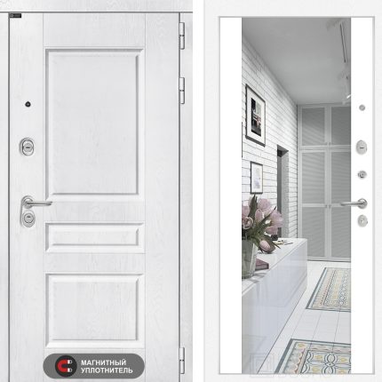 Входная дверь VERSAL с Зеркалом Максимум - Белый софт