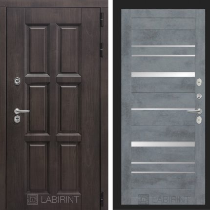 Входная дверь Лондон 20 - Бетон темный, зеркальные вставки