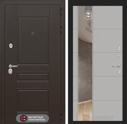 Входная дверь Мегаполис с Зеркалом 19 - Грей софт