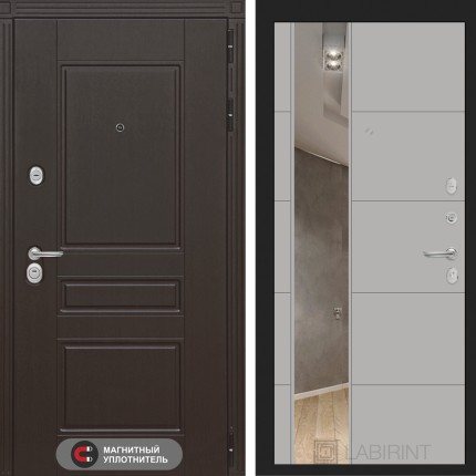 Входная дверь Мегаполис с Зеркалом 19 - Грей софт