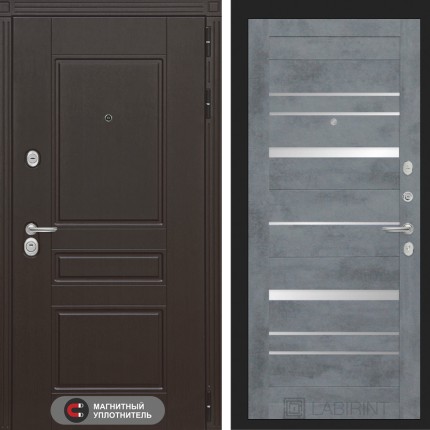 Входная дверь Мегаполис 20 - Бетон темный, зеркальные вставки