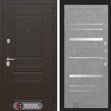 Входная дверь Мегаполис 20 - Бетон светлый, зеркальные вставки