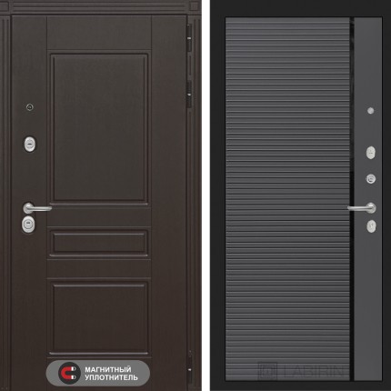 Входная дверь Мегаполис 22 - Графит софт, черная вставка