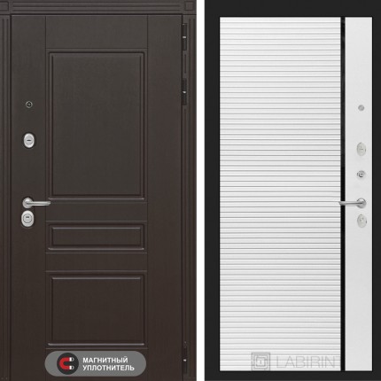 Входная дверь Мегаполис 22 - Белый софт, черная вставка