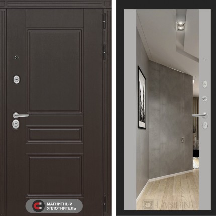 Входная дверь Мегаполис с зеркалом Максимум - Софт Грей