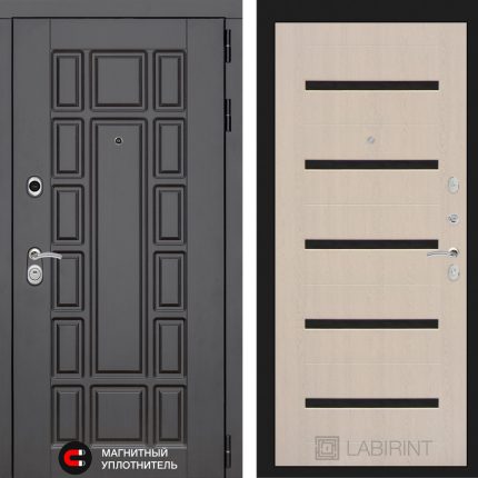 Входная дверь Нью-Йорк 01 - Беленый дуб, стекло черное