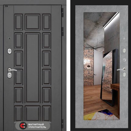 Входная дверь Нью-Йорк с Зеркалом 18 - Бетон светлый