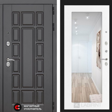 Входная дверь Нью-Йорк с Зеркалом 18 - Белое дерево