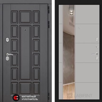 Входная дверь Нью-Йорк с Зеркалом 19 - Грей софт