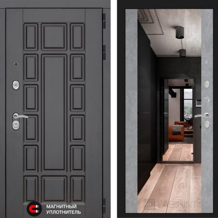 Входная дверь Нью-Йорк с Зеркалом Максимум - Бетон светлый