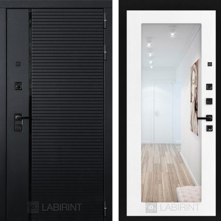 Входная дверь PIANO с зеркалом 18 - Белое дерево