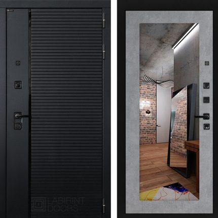 Входная дверь PIANO с зеркалом 18 - Бетон светлый