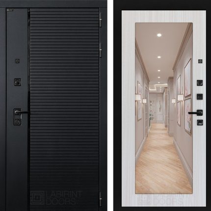 Входная дверь PIANO с зеркалом 18 - Сандал белый