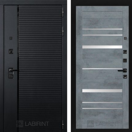 Входная дверь PIANO 20 - Бетон темный, зеркальные вставки