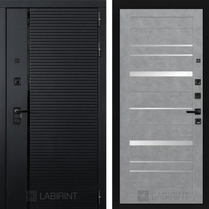 Входная дверь PIANO 20 - Бетон светлый, зеркальные вставки