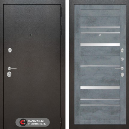 Входная дверь SILVER 20 - Бетон темный, зеркальные вставки