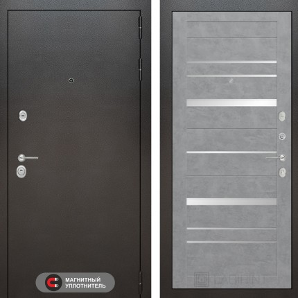 Входная дверь SILVER 20 - Бетон светлый, зеркальные вставки