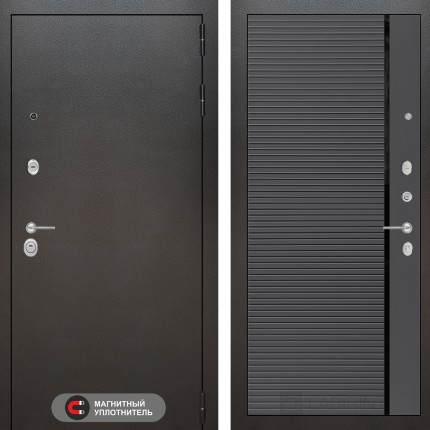 Входная дверь SILVER 22 - Графит софт, черная вставка