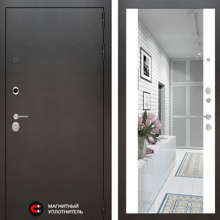 Входная дверь SILVER с Зеркалом Максимум - Белый софт