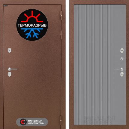 Входная дверь Термо Магнит 29 - Серый рельеф софт