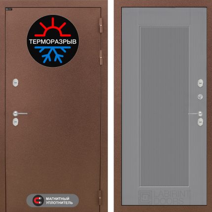 Входная дверь Термо Магнит 30 - Серый рельеф софт