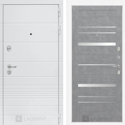 Входная дверь Трендо 20 - Бетон светлый, зеркальные вставки