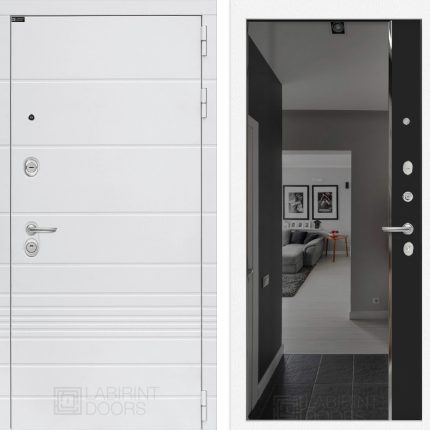 Входная дверь Трендо с зеркалом Панорама с тонировкой - Черный кварц