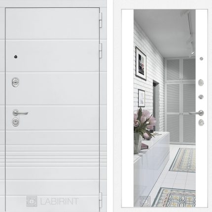 Входная дверь Трендо с Зеркалом Максимум - Белый софт