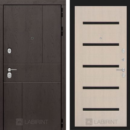 Входная дверь URBAN 01 - Беленый дуб, стекло черное