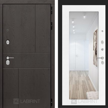 Входная дверь URBAN с Зеркалом 18 - Белое дерево