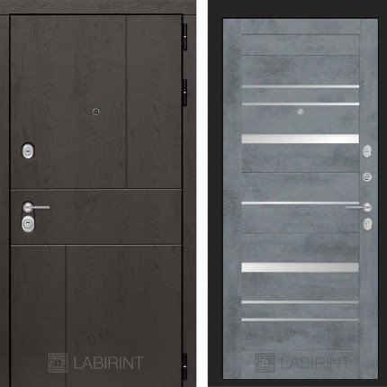 Входная дверь URBAN 20 - Бетон темный, зеркальные вставки
