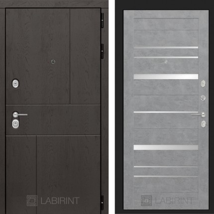 Входная дверь URBAN 20 - Бетон светлый, зеркальные вставки