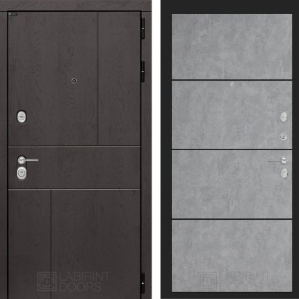Входная дверь URBAN 25 - Бетон светлый, черная вставка
