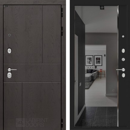 Входная дверь URBAN с зеркалом Панорама с тонировкой - Черный кварц