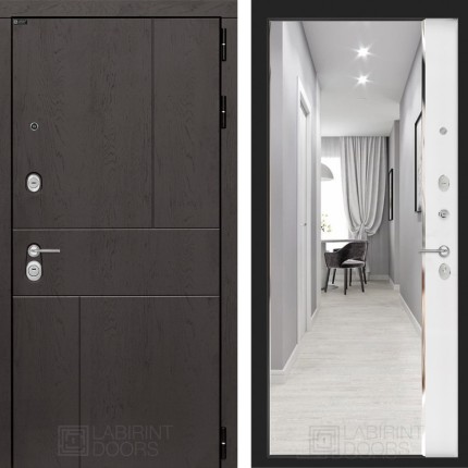 Входная дверь URBAN с зеркалом Панорама - Белый софт