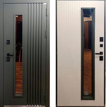 Стальная дверь "Барс" с окном (терморазрыв 3к). Заказная модель.